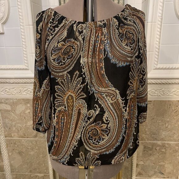Cato. Size Large. Peasant Style Raglan Sleeve Semi Sheer Pullover Top. B61 - Picture 1 of 4